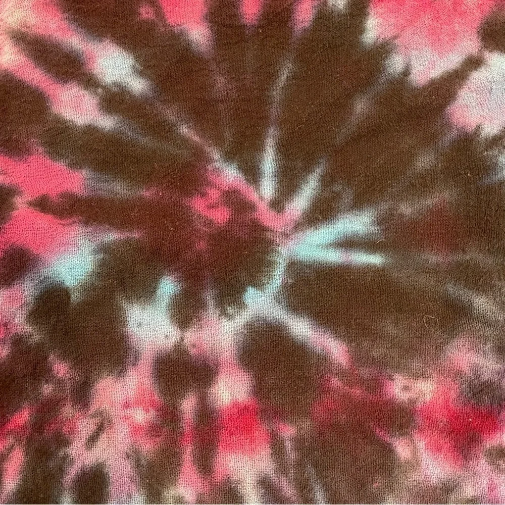 Hand tie dyed kitchen flour sack towel purple blue magenta black spiral